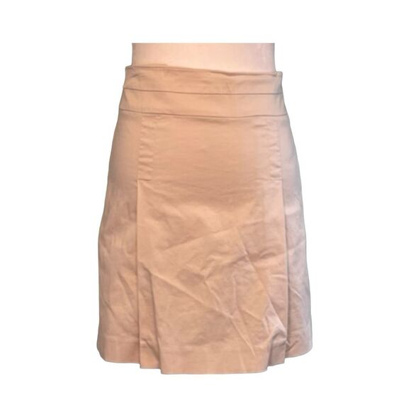 Banana Republic Chino Mini Skirt Tan Knit Double Front Pleat Side Zip Lined 0 - Picture 1 of 6